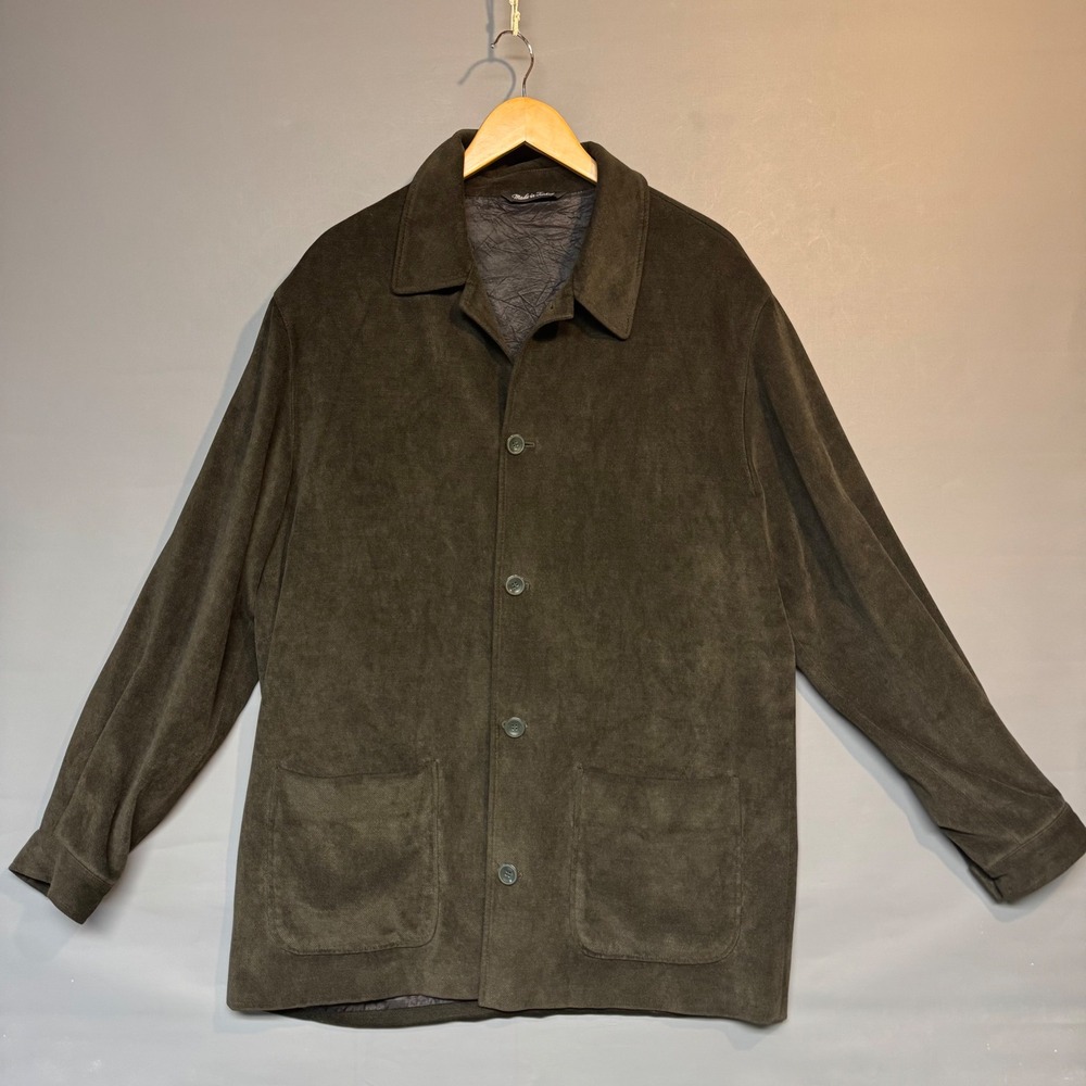Baracuta Soft Mens Olive Green Chore Jacket Coat Size LT Large Tall Viscose